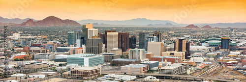 Panoramic aerial view over Downtown Phoenix, Arizona