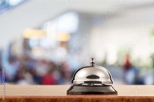 Vintage hotel reception service desk bell.