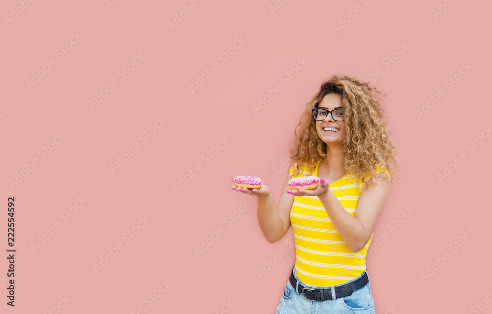 cute girl on a pink background cute girl on a pink background