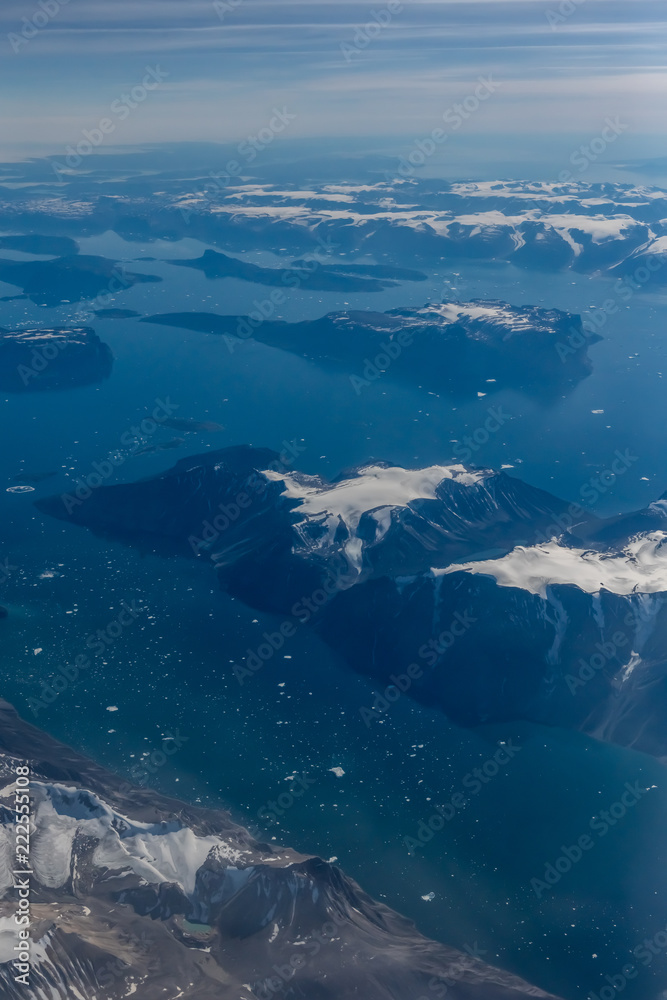Greenland landscape from 30,000 ft