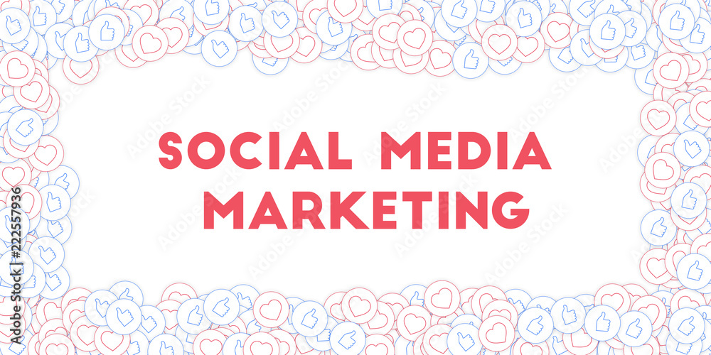 Social media icons. Social media marketing concept. Falling scattered thumbs up hearts. Wide scatter Social media icons. Social media marketing concept. Falling scattered thumbs up hearts. Wide scatter
