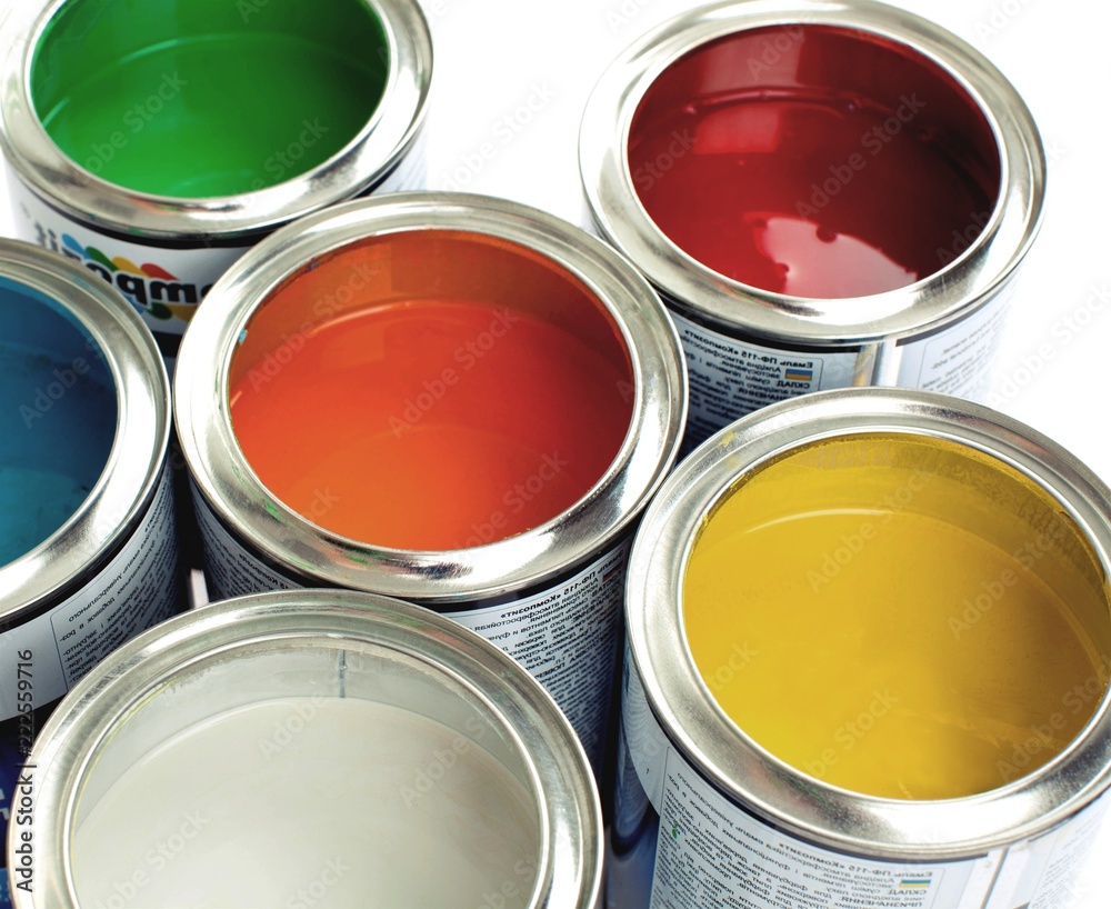 Multicolored Paint Cans on background Multicolored Paint Cans on background