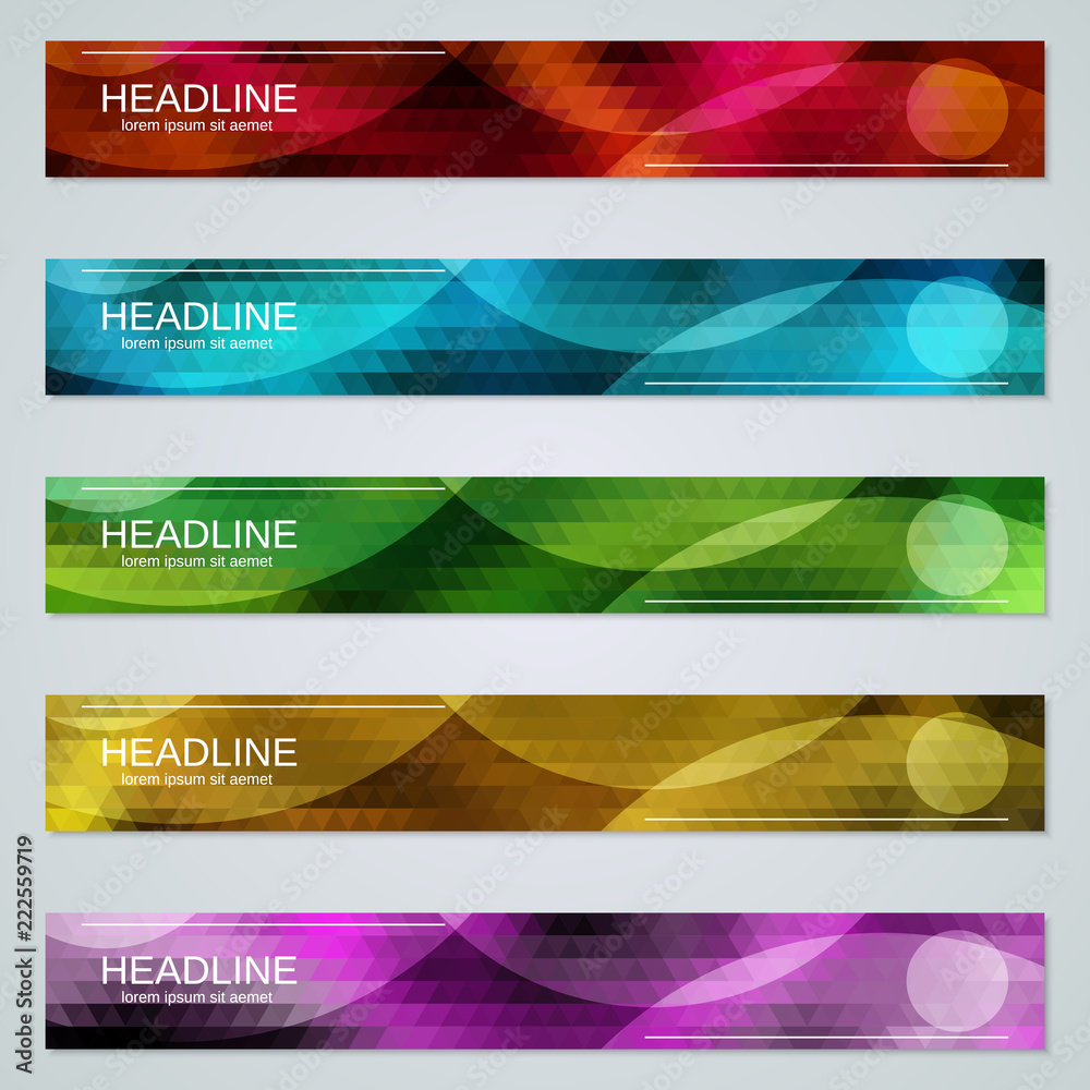 Fototapeta premium Abstract geometric style colorful web banners vector templates collection