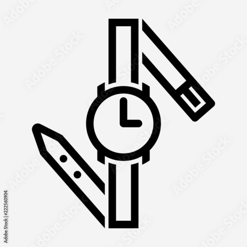 Outline wristwatch pixel perfect vector icon