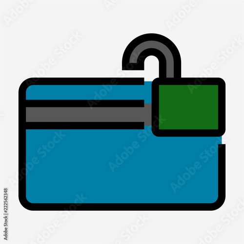 Coloured outline magnetic stripe?? credit card is unlocked pixel perfect vector icon