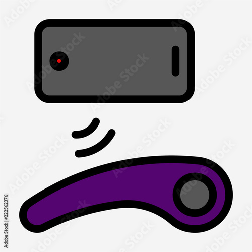 Coloured outline contactless Payment with Smartphone pixel perfect vector icon