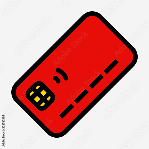 Coloured outline chip card pixel perfect vector icon