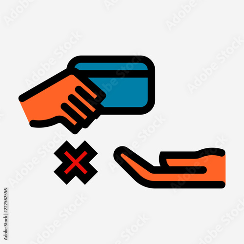 Coloured outline don?t lend credit card pixel perfect vector icon