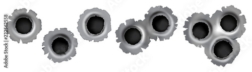 Bullet impact on metal in vector format