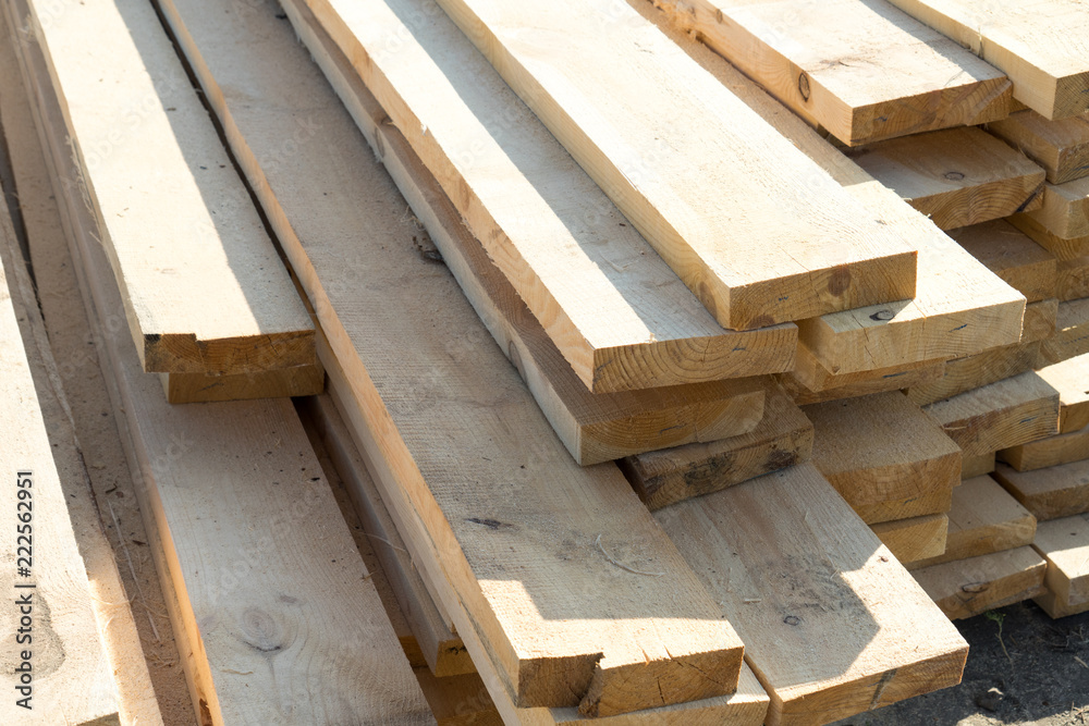 Wood for construction. The building material is prepared for construction.