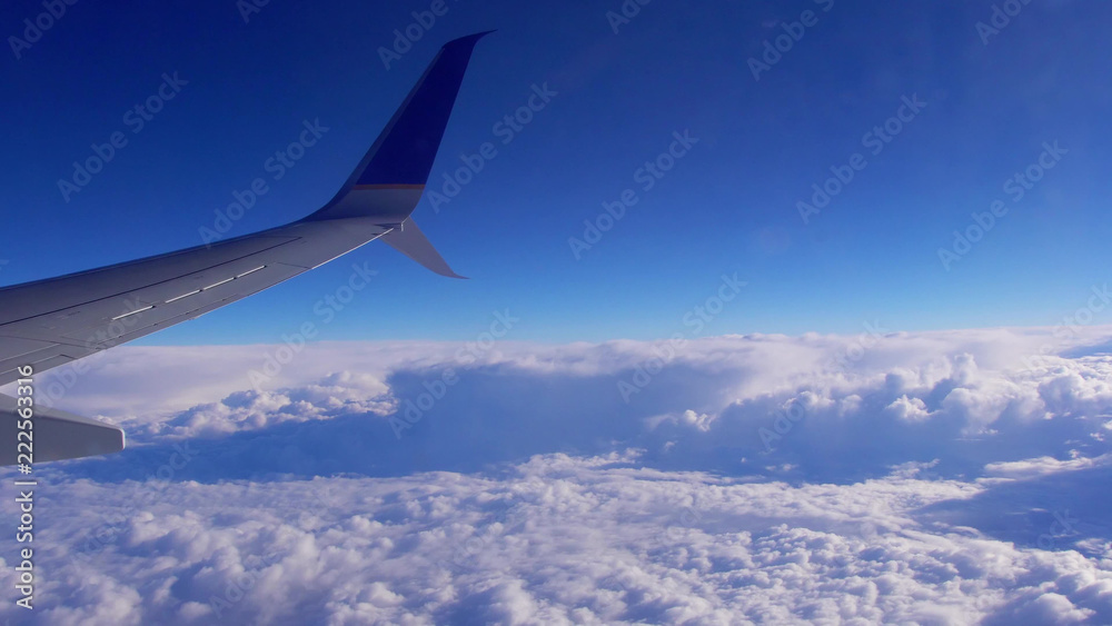 Obraz premium Airplane in the sky at plane sky clouds horizont