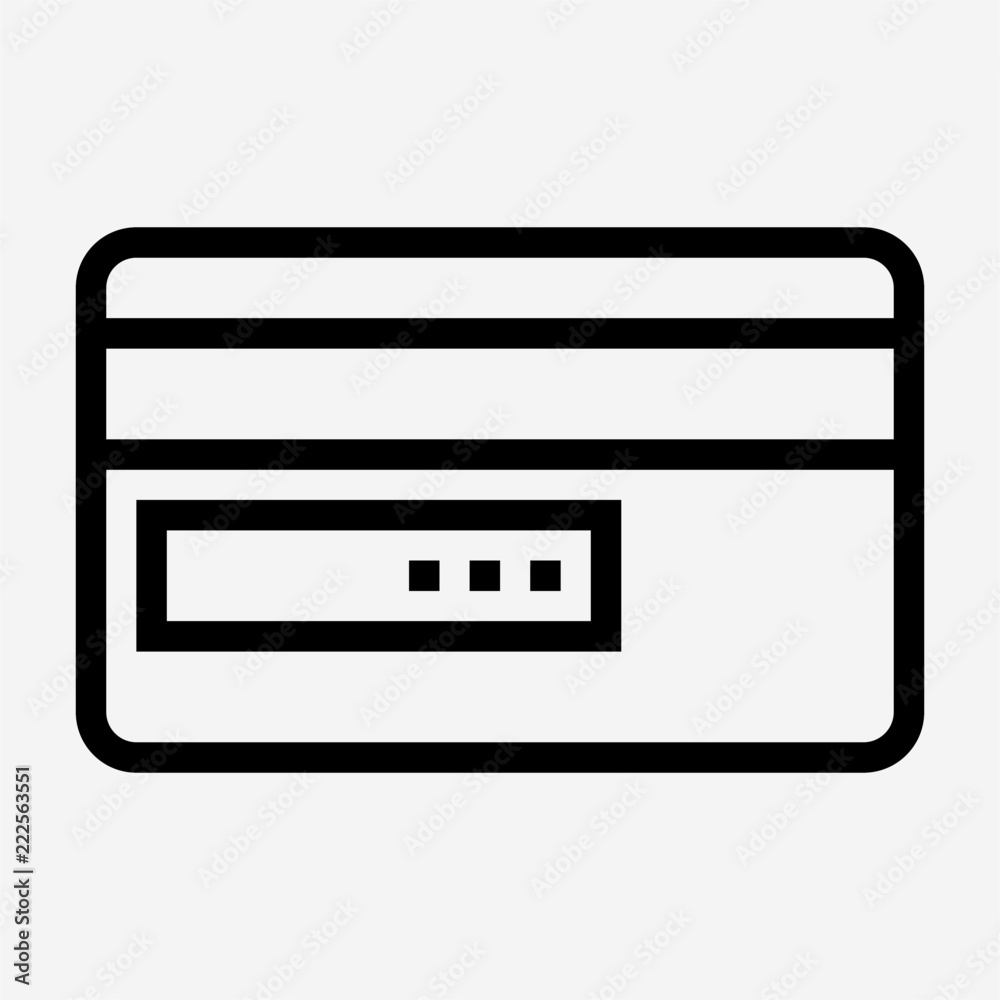 Outline CVV code of credit card pixel perfect vector icon Outline CVV code of credit card pixel perfect vector icon