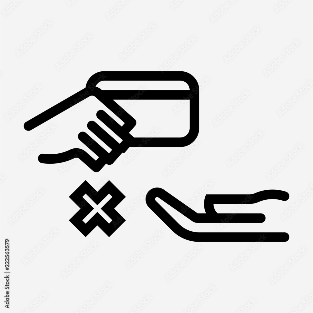 Outline don?t lend credit card pixel perfect vector icon