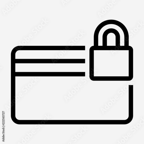 Outline magnetic stripe?credit card is locked pixel perfect vector icon