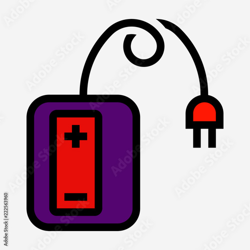 Coloured outline battery charger pixel perfect vector icon