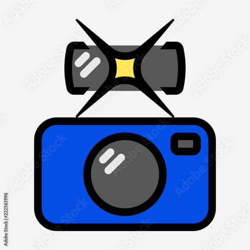 Coloured outline taking picture pixel perfect vector icon