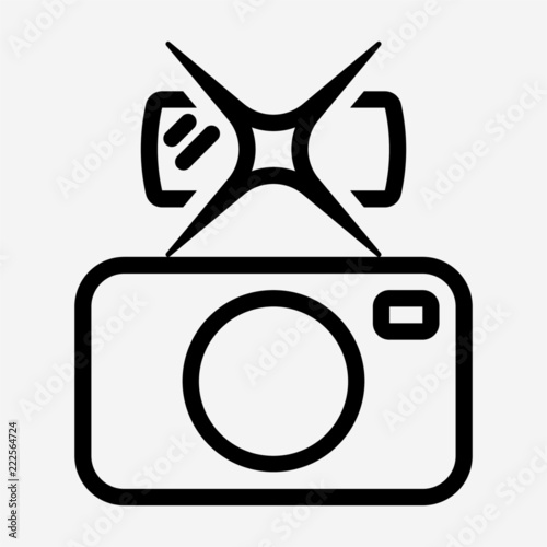 Outline taking picture pixel perfect vector icon