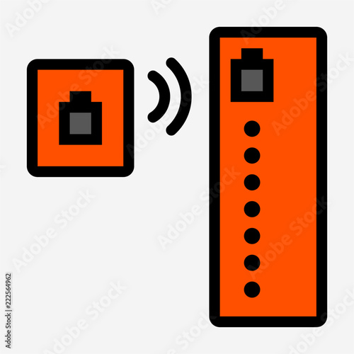 Coloured outline internet cable tester pixel perfect vector icon