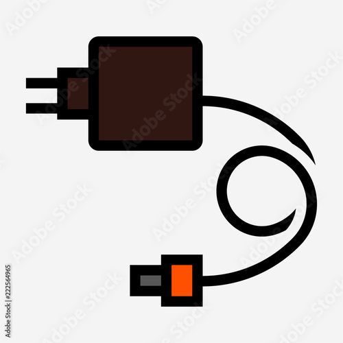 Coloured outline laptop adaptor pixel perfect vector icon
