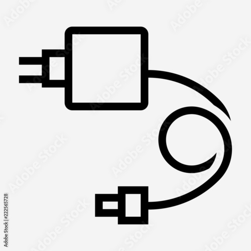 Outline laptop adaptor pixel perfect vector icon