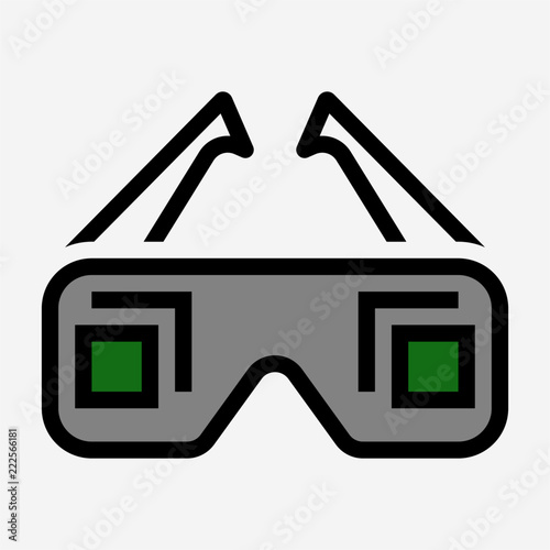 Coloured outline 3D glasses film pixel perfect vector icon
