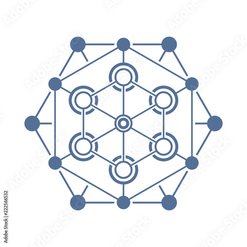 Abstract flat wire frame shape. Global connection concept template for your design.