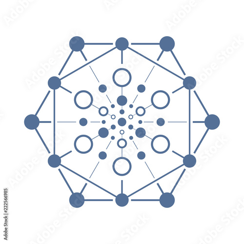 Abstract flat wire frame shape. Global connection concept template for your design.