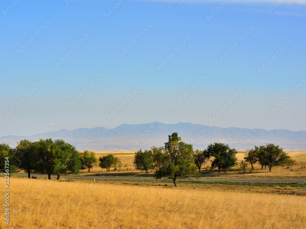 Kazakh steppe landscape in Altyn-Emel