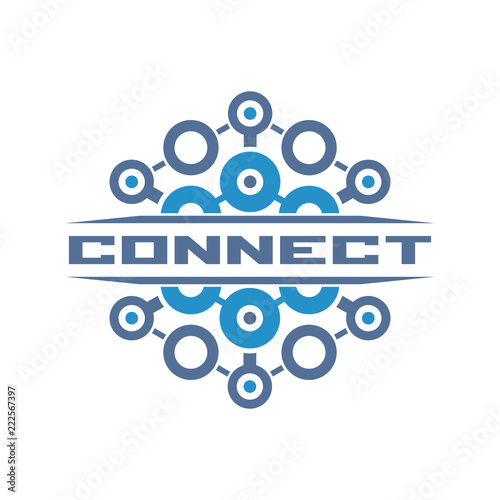 Hexagonal connection logo template.