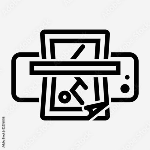 Outline laminating machine pixel perfect vector icon