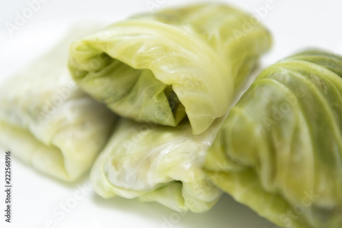 Vegan food fresh organic home made green cabbage roll