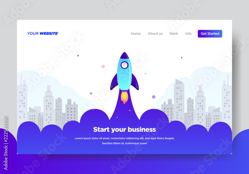 Landing page template of Startup Business. Modern flat design concept of web page design for website and mobile website.Vector illustration