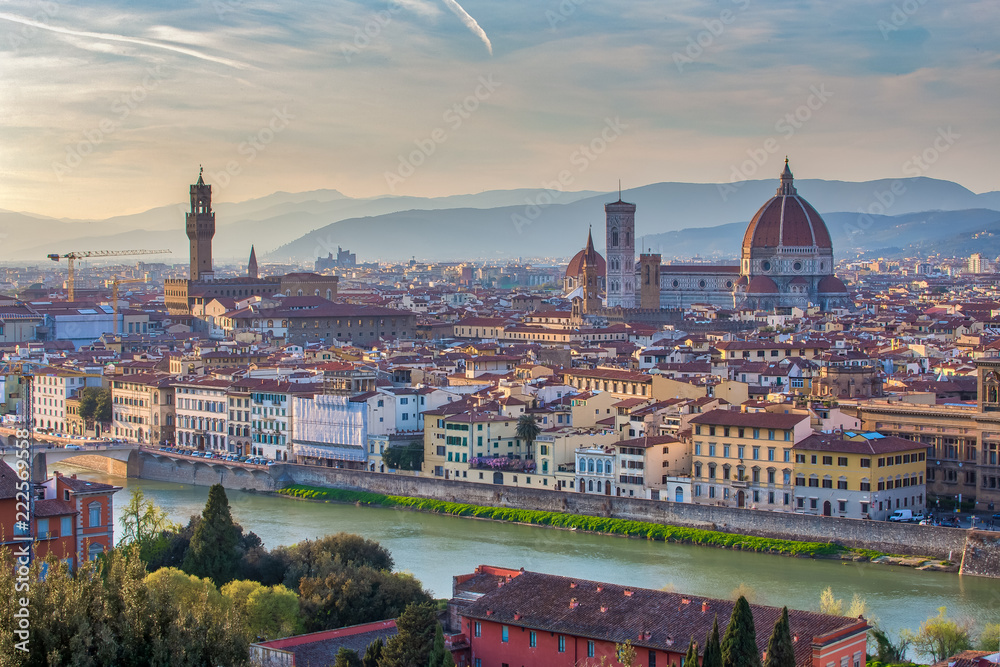 Sunset view of Florence skyline in Italy