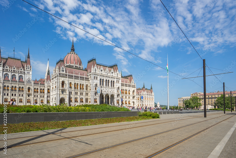 Hungarian Parliament Building landmark in Budapest city, Hungary