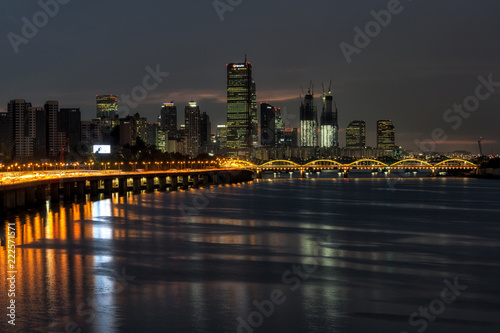 yeouido and hangang bridge at night photo