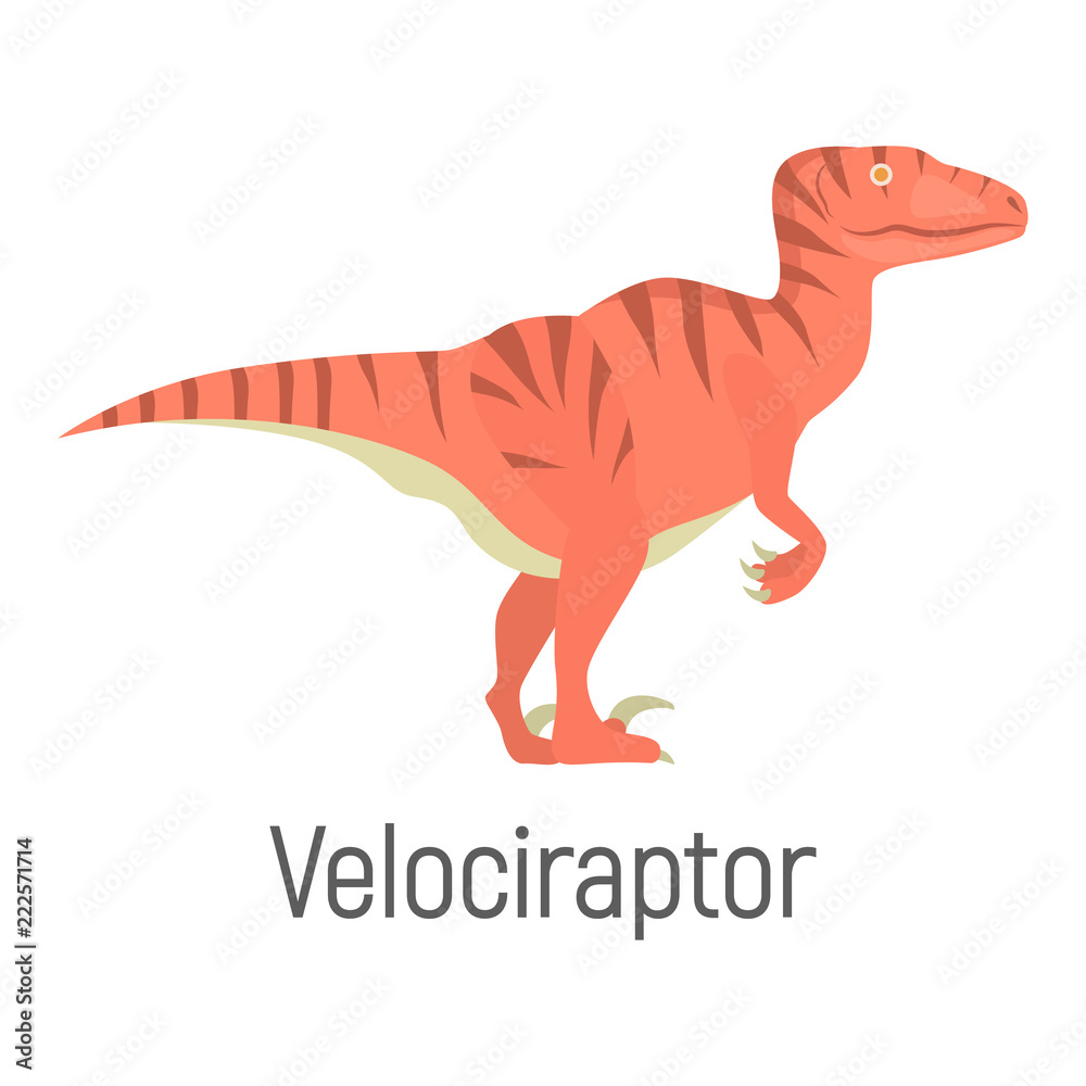 Fototapeta premium Velociraptor color vector icon. Flat design