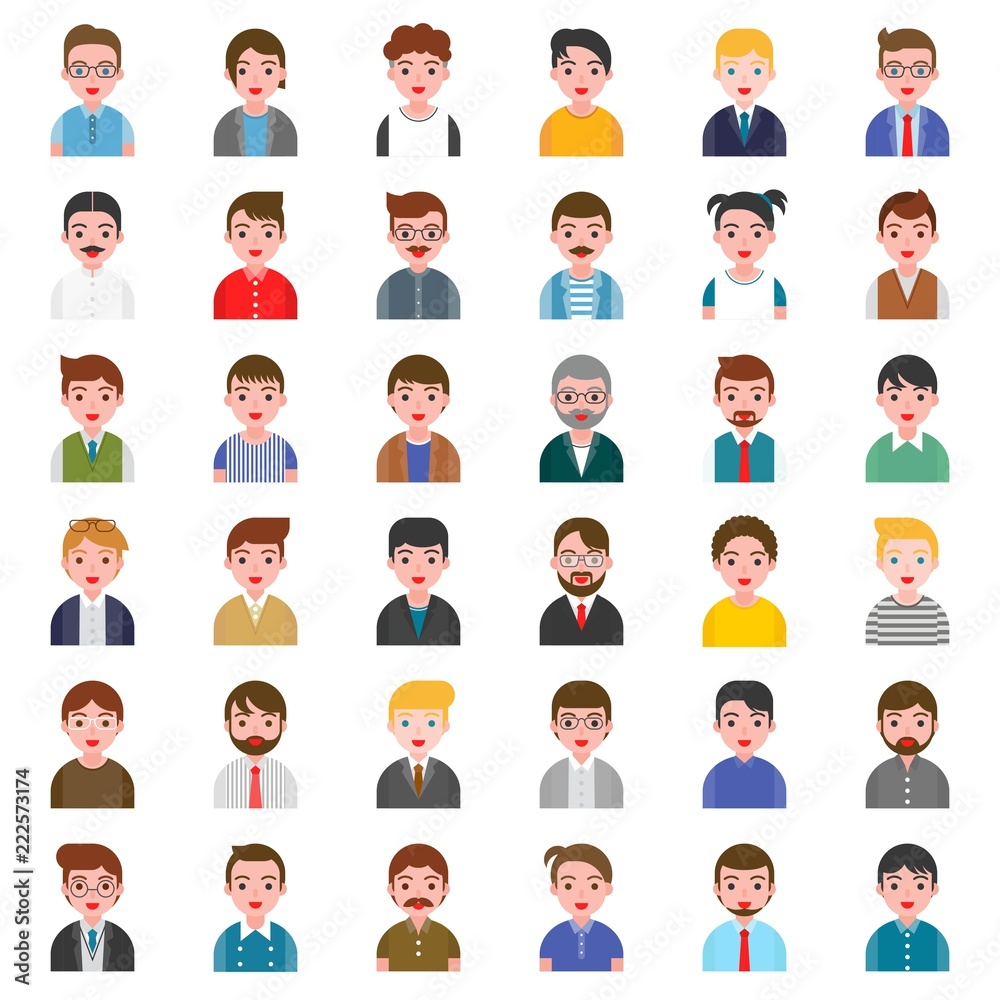 Office business male people avatar character in flat design Office business male people avatar character in flat design