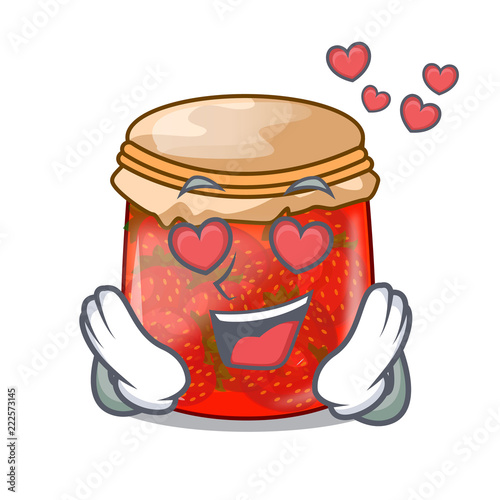 In love fresh tasty strawberry jam on mascot