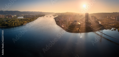 View of Krasnoyarsk and the Yenisei river from a height photo