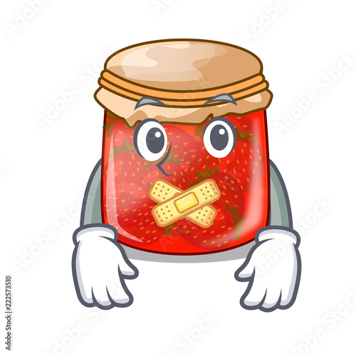 Silent strawberry jam glass isolated on cartoon