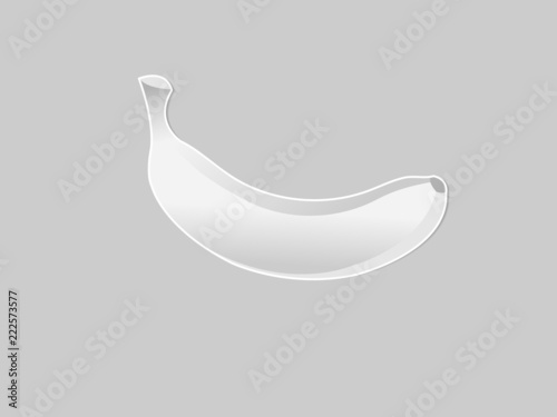 A white fresh banana icon drawing on gray paper vector illustration