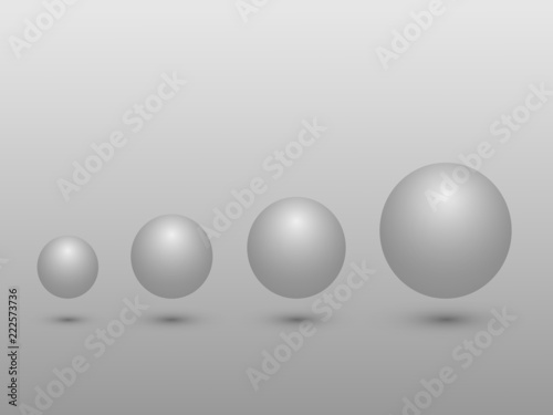 A set of black and white sphere from small to big size meaning growth on gray background vector illustration
