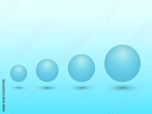 A set of blue sphere from small to big size meaning growth on blue background vector illustration