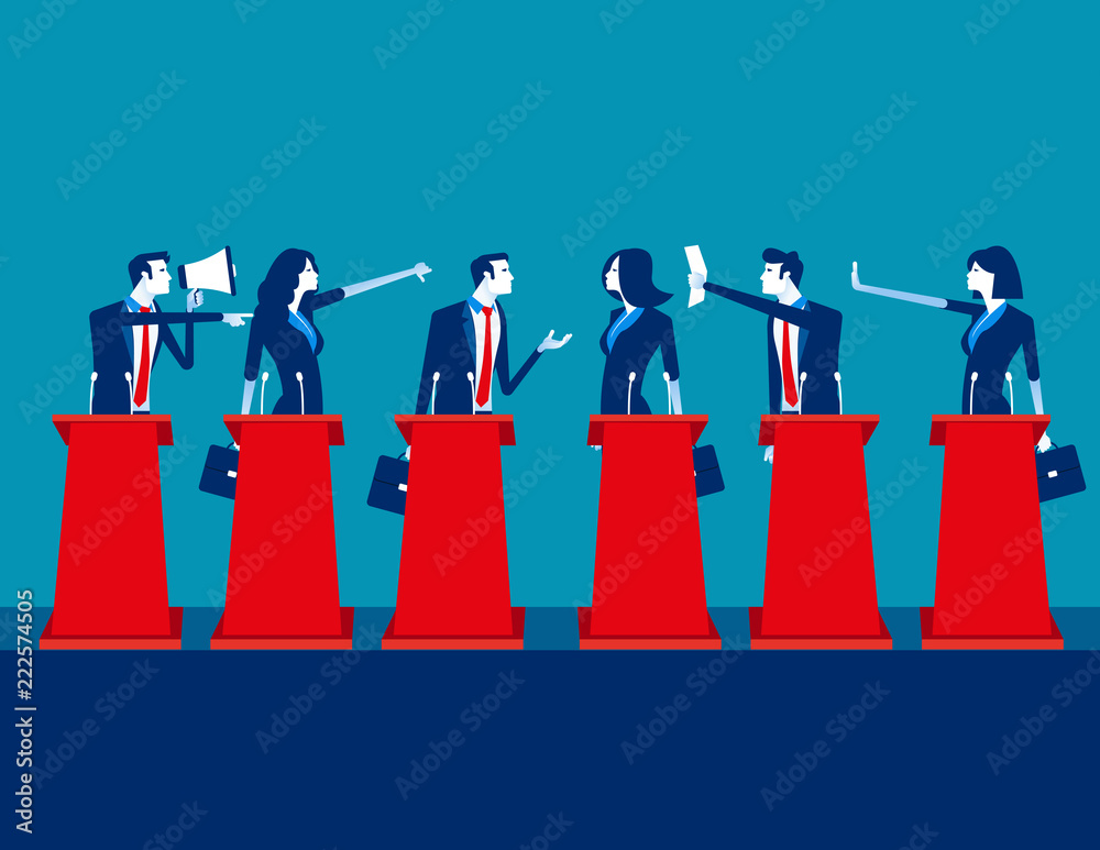 Politicians participating in political debate. Concept business team vector illustration, Teams