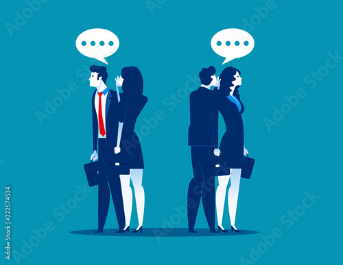 Business team gossip something to another. Concept business partnership vector illustration, Communication, Whisper.