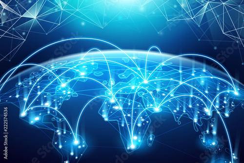 Abstract of world network, internet and global connection concept
