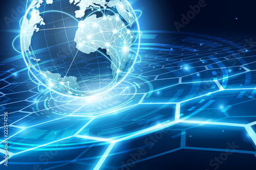 Obraz na płótnie Abstract of world network, internet and global connection concept w salonie