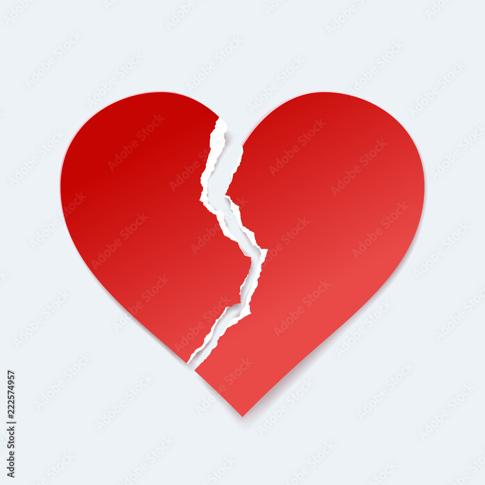 Broken paper heart