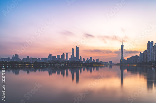Modern city sunrise in Guangzhou, China