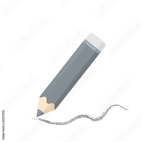 cartoon pensil and the line from the pencil isolated photo